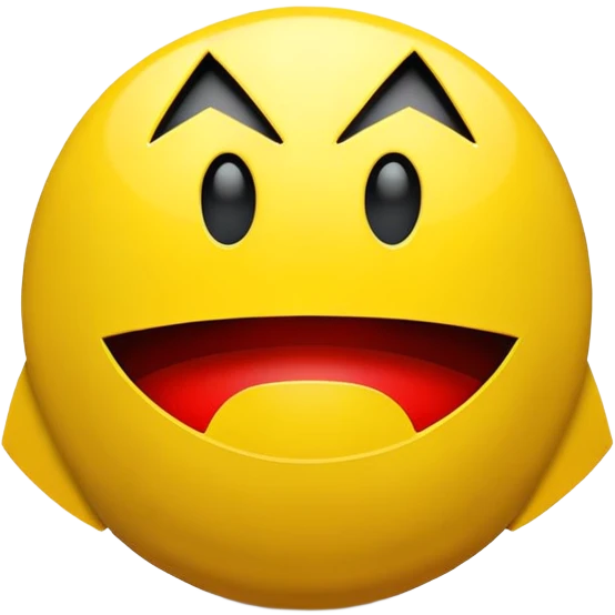 Classic Pacman side view, yellow circle with triangular mouth opening, no limbs, pure arcade style emoji