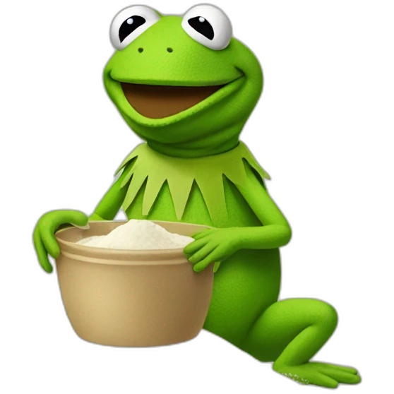 Kermit with flour  emoji