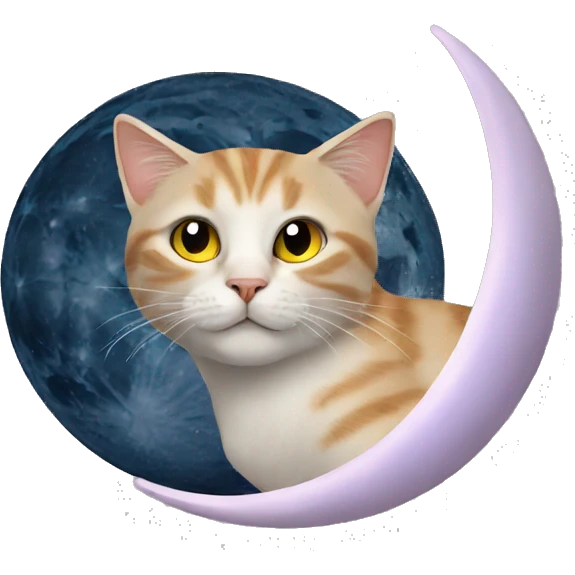 cat on moon with stara emoji