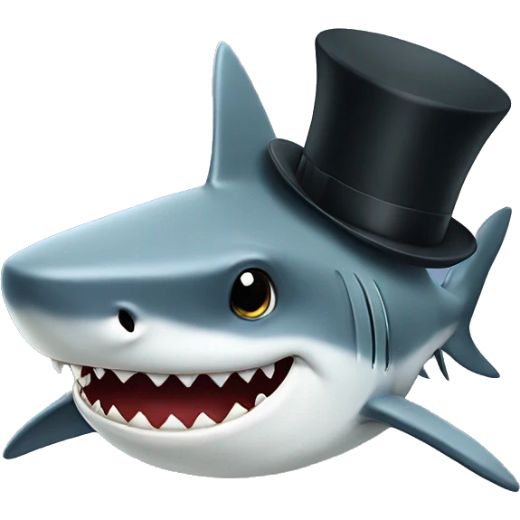 Shark with a top hat emoji
