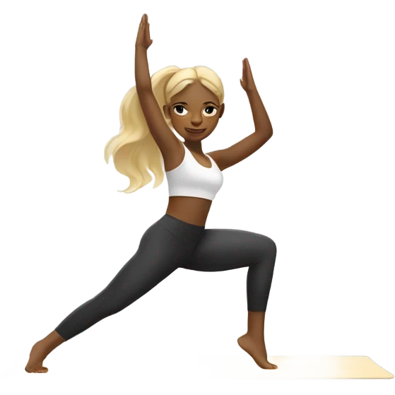 pretty black girl with blonde hair doing yoga emoji