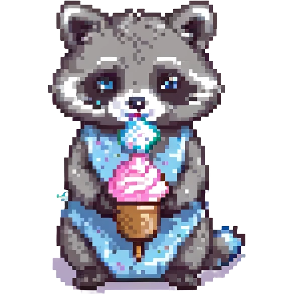 raccoon eating cotton candy emoji