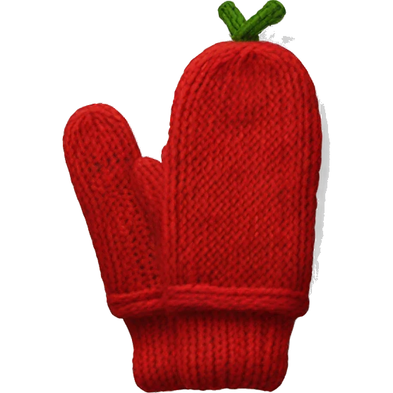 Knitted cherry red mittens emoji