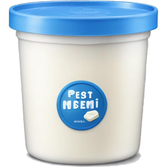 Sour cream in a plastic container with a plain blue label emoji