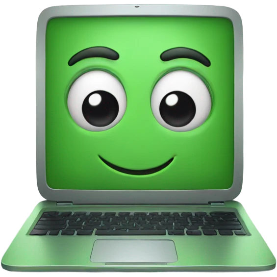 A Green laptop feeling happy emoji