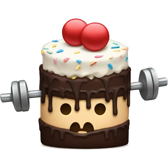 Birthday cake and barbell emoji