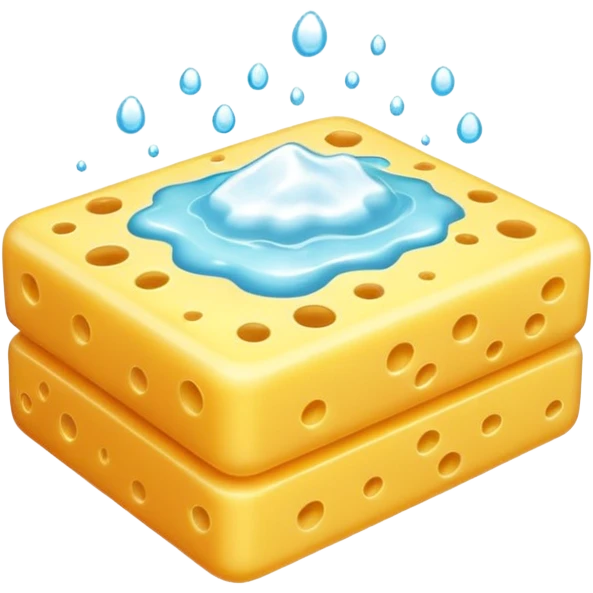 foam sponge object icon, soft sponge with soap foam, glossy wet look, 3D cartoon, mobile game icon style, centered, clean background, no text, no watermark

 emoji