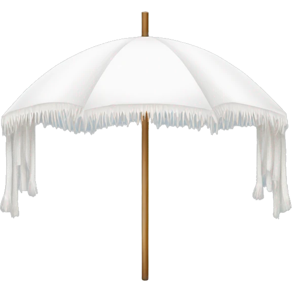 White beach umbrella with white tassels and a straight wooden pole emoji