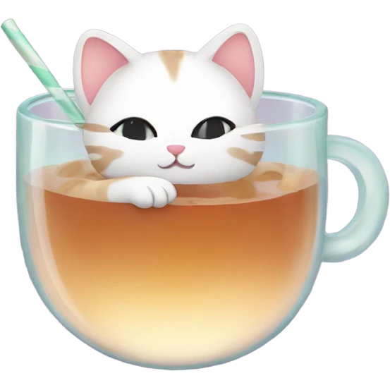 Cute cat drinking boba emoji
