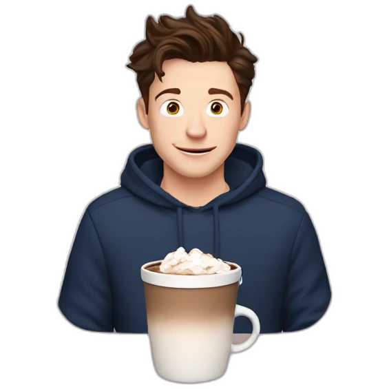 Tom Holland with hot chocolate emoji