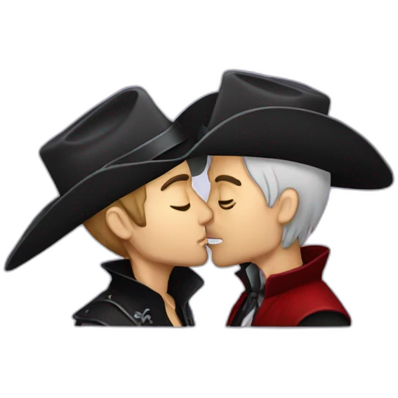 Very developed Cowboy kissing male vampire emoji