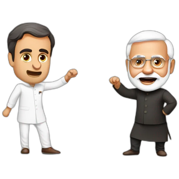 Rahul Gandhi and Narendra Modi fighting emoji