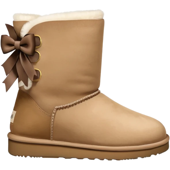 ugg boots that are ankle hight with a cheat bow on the back emoji