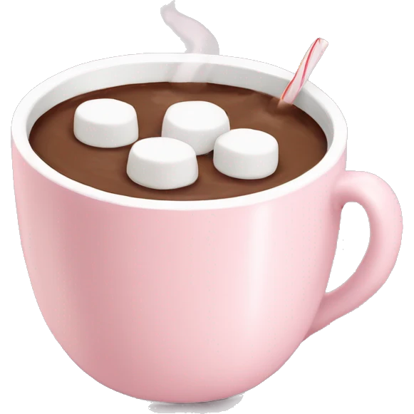 Light Pink mug of hot chocolate with marshmallows  emoji