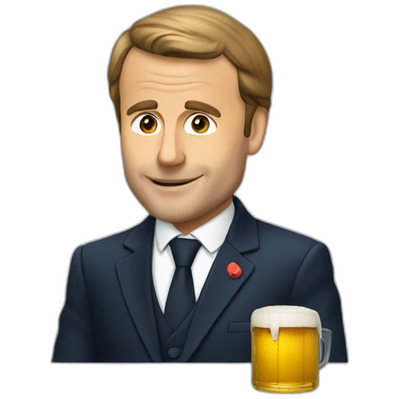 Macron qui bois une bière emoji