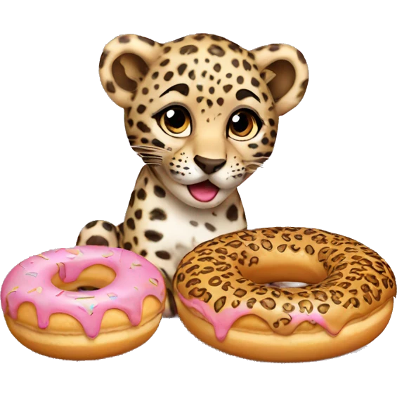 Leopard cub with a donut emoji