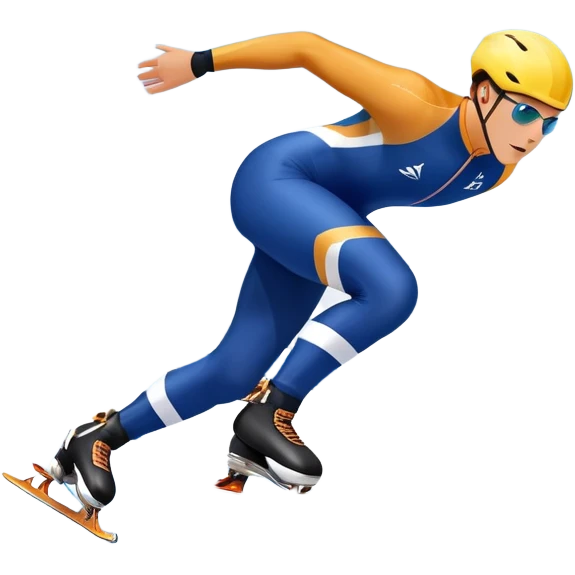 An icon showing a speed skater gliding on a professional oval ice track, captured in mid-motion with aerodynamic posture and sleek skates. The background features snowy mountains, flags, and a clear blue sky. Transparent background reflects the speed and elegance of the sport. emoji