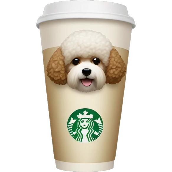 brown bichon frise in starbucks cup emoji