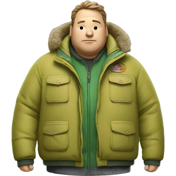 Fat man with Napapijri Rainforest Jacket emoji