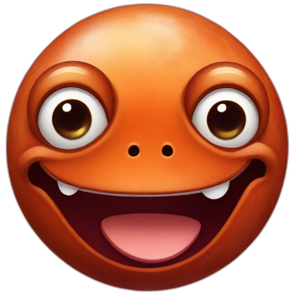 planet Mars with a cartoon smiling frog face with smiling eyes emoji