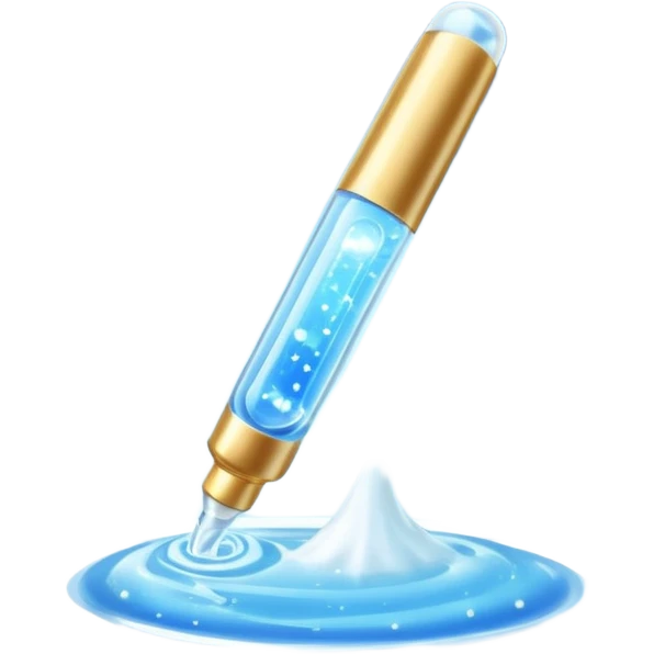 Slim blue Differin Gel tube with white cap and golden glow around the “GEL” label. Floating in a soft blue aura with tiny glowing stars and clear orbs spiraling upward. Emits a focused beam of clarity magic, like a blemish-banishing spell sealed in a sleek, futuristic wand. emoji