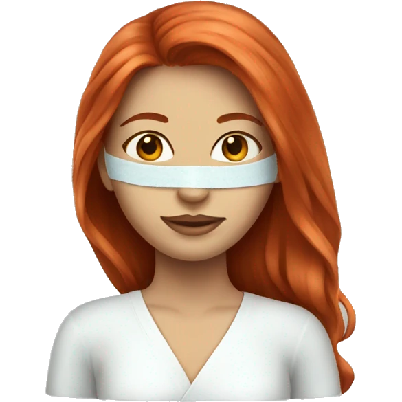 Red-haired girl with long hair in a spa mask emoji