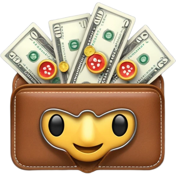 Aviator money emoji, wallet full of cash, casino vibe, premium 3D emoji style, clean, no background
 emoji
