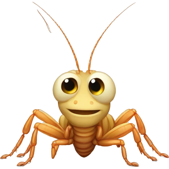 Beige Grasshopper centipede prawn adorable eyes long antennae emoji