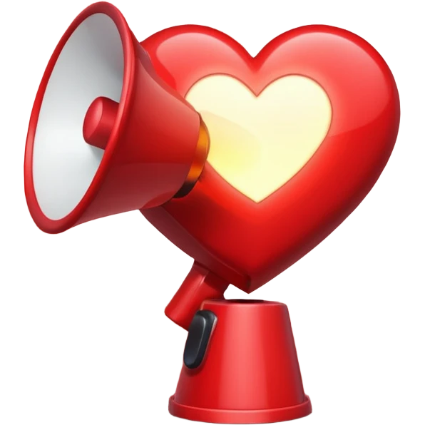 megaphone with a glowing heart coming out emoji