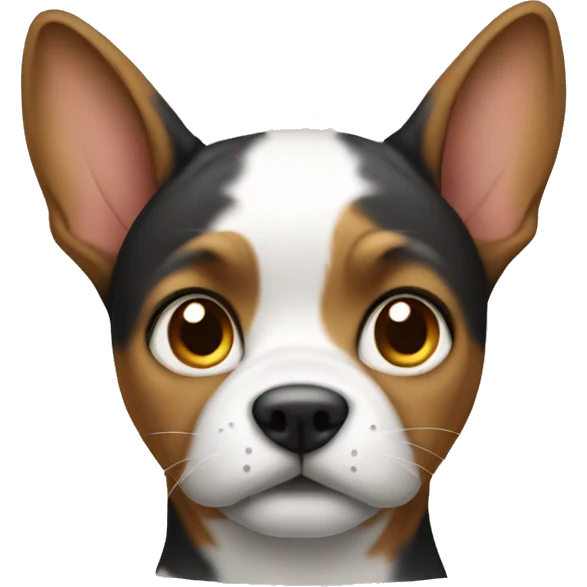 A dog wearing a cat  emoji
