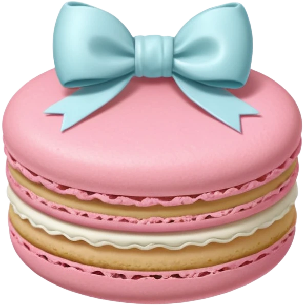 A light pink macaron with a bow on top. emoji