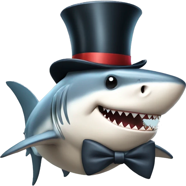 Shark with a top hat and bow tie emoji