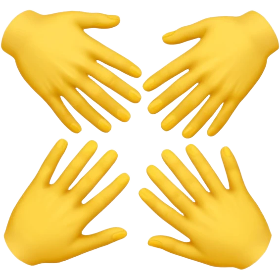3 yellow hands face down in a circle about to say hurrah emoji