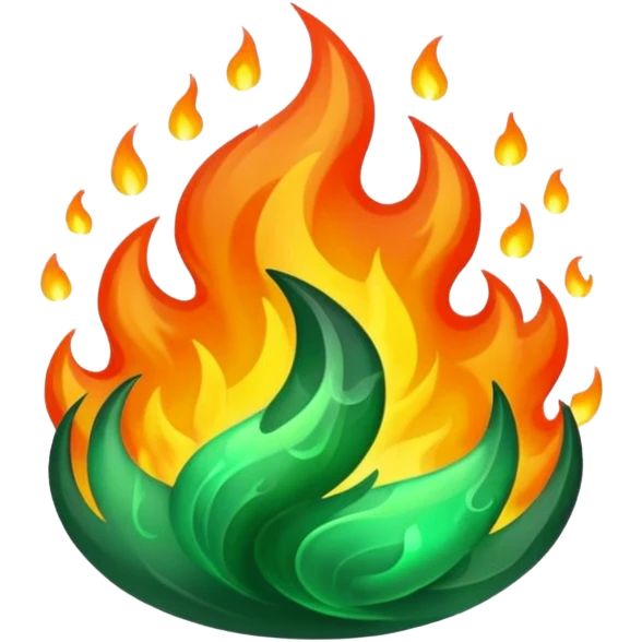 green-amerald big fire rising  emoji