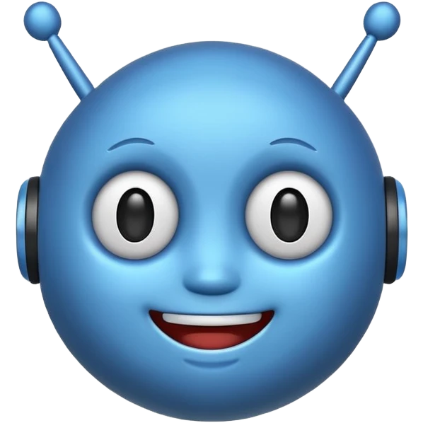 cheerful chatbot emoji with antennae and a friendly expression emoji
