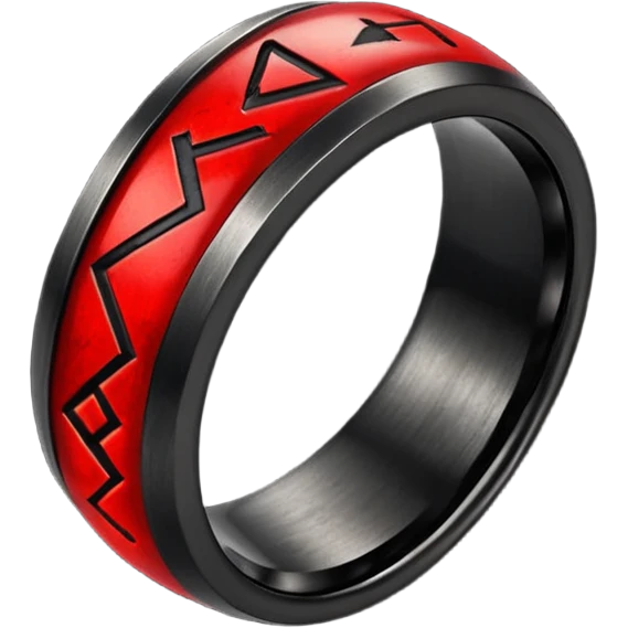 Black iron ring with glowing red rune, gothic iOS-style emoji, dramatic lighting emoji