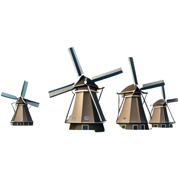 cinematic-realistic-kinderdijk-windmills-landmark-emoji,-showcasing-traditional-dutch-windmills-aligned-along-a-tranquil-canal,-with-lush-green-fields,-soft-ripples-in-the-water. emoji