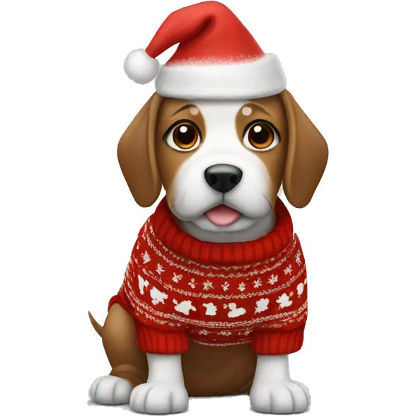 Dog wearing Christmas sweater emoji