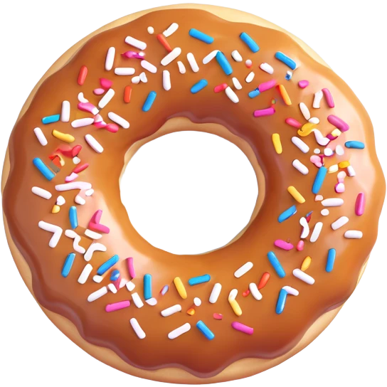 a realistic glazed donut with sprinkles, 3D emoji style emoji