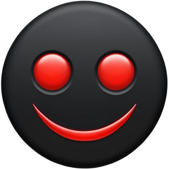 iOS sticker, dark mark, black shape, red dot, minimal emoji