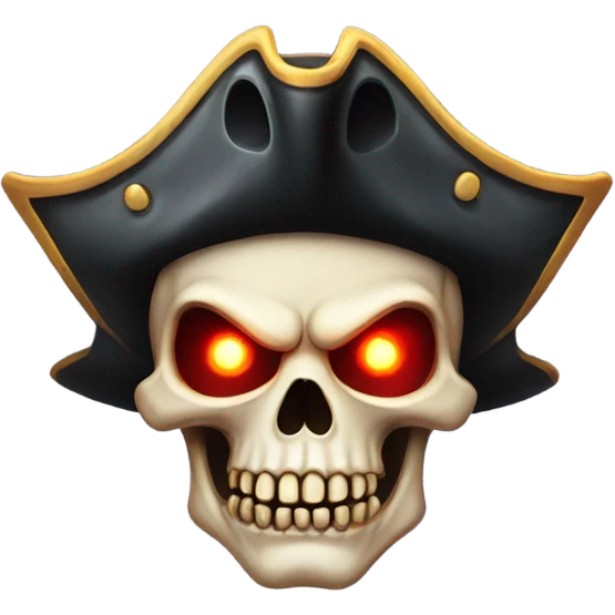 Scary pirate skull with glowing red eyes emoji