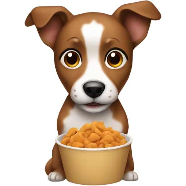 small brown dog eating food emoji