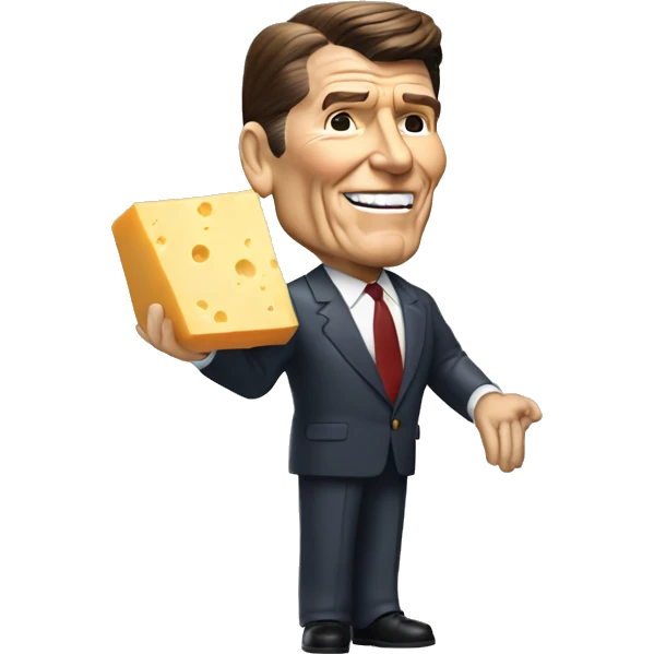 Fully body ronald reagan holding a block of cheese emoji