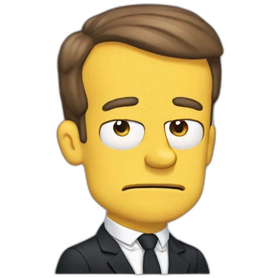 Emmanuel Macron with the Simpson style emoji