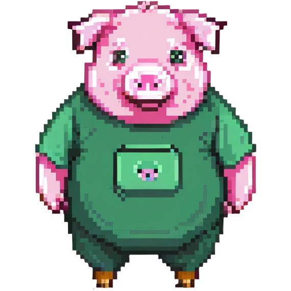 pig with a beard wearing a green T-shirt emoji