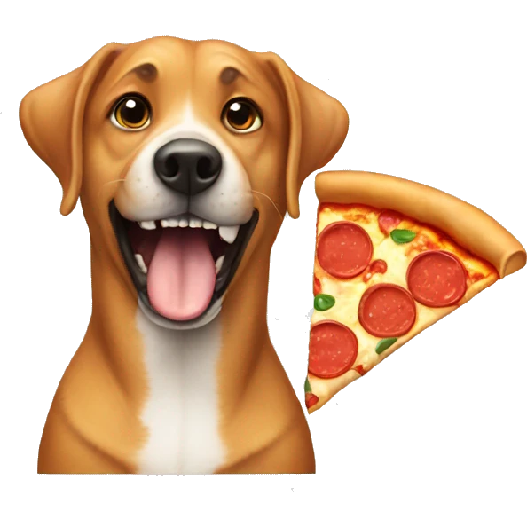 Dog eating pizza emoji