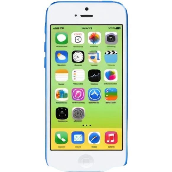 iPhone 5C on iOS 7, app icons, data and Wi-Fi emoji