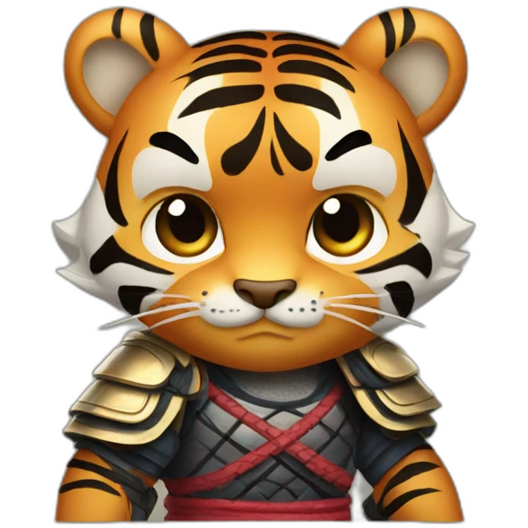 Tiger samurai with his arms crossed emoji