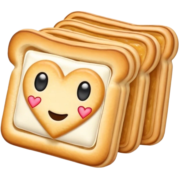 Toaster strudel pastry with hearts emoji