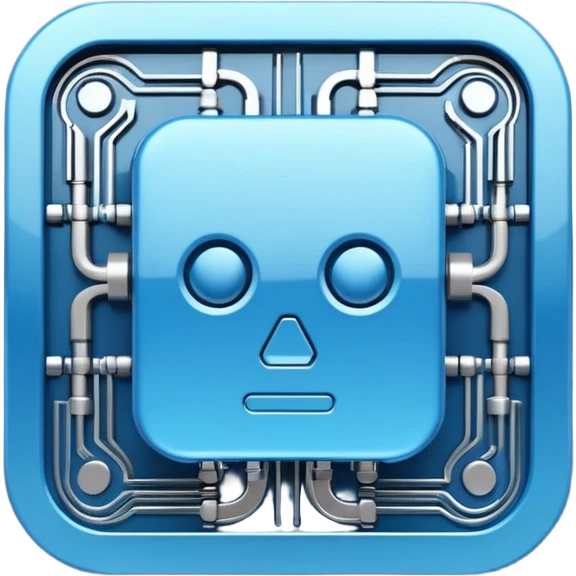 3D blue style icon representing artificial intelligence, stylized digital circuit patterns, futuristic and clean, no text/letters/acronyms. No background. emoji